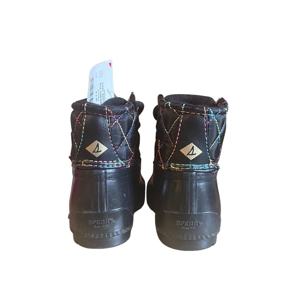 Sperry Toddler Black Quilted Duck Rain Boots | Waterproof | Size 6 - Picture 3 of 9